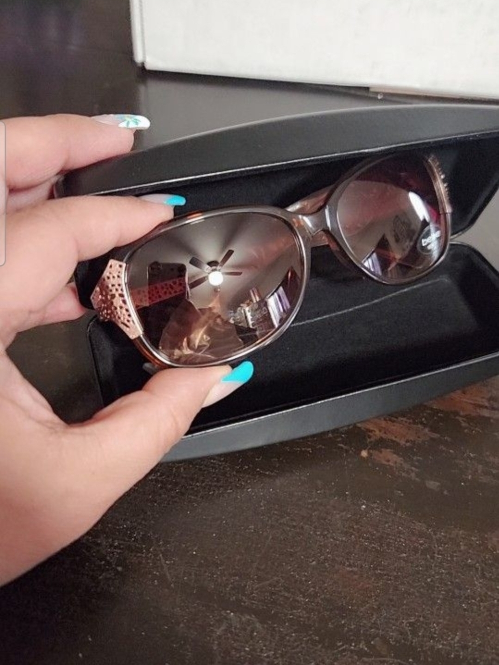 bebe Brown Gradient Sunglasses with Rose Gold Accent